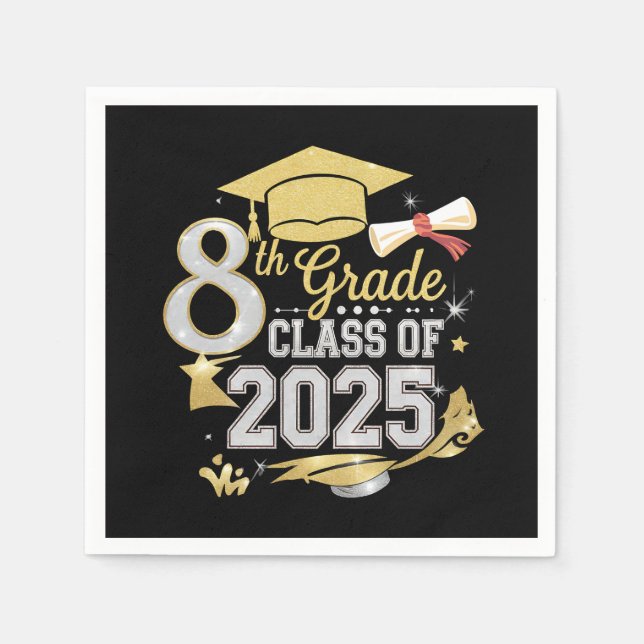 Serviette En Papier 8e Classe De 2025 Graduate Graduation (Devant)