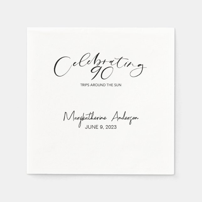 Serviette En Papier 90 Voyages autour du soleil Anniversaire (Devant)