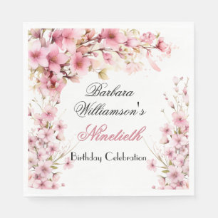 Serviette En Papier 90E Année Anniversaire Peint Floral