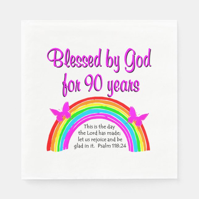 SERVIETTE EN PAPIER 90E ANNIVERSAIRE (Devant)