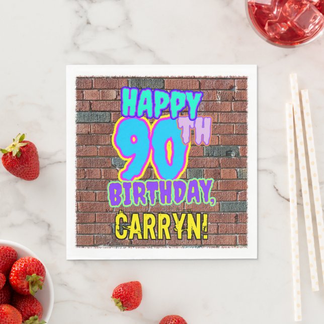 Serviette En Papier 90e anniversaire ~ Amusant, Graffiti urbain inspir (En situation)
