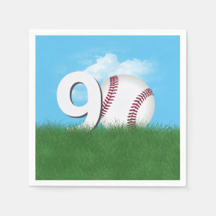 Serviette En Papier 90e Anniversaire Baseball En Herbe Verte