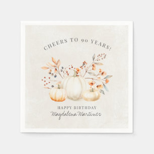 Serviette En Papier 90e anniversaire blanc Citrouille automne Leaves p