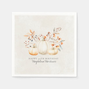 Serviette En Papier 90e anniversaire blanc Citrouille automne Leaves p