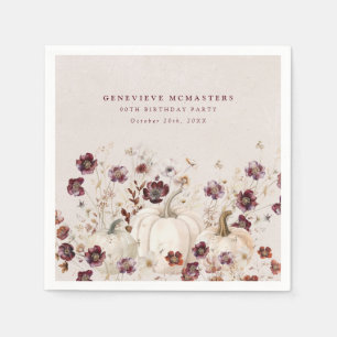 Serviette En Papier 90e anniversaire Citrouille Fleur sauvage personna