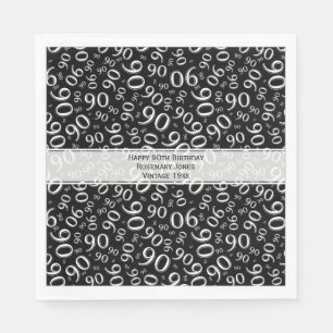 Serviette En Papier 90e anniversaire Cool Numéro Motif noir/blanc