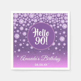 Serviette En Papier 90e anniversaire diamants de la fête rose violet p
