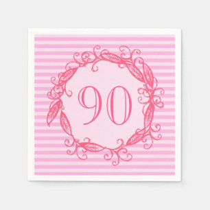 Serviette En Papier 90e anniversaire femme belle rose Tourbillonnant