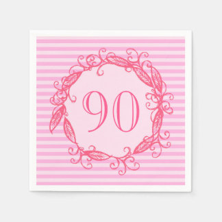 Serviette En Papier 90e anniversaire femme belle rose Tourbillonnant