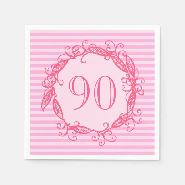 Serviette En Papier 90e anniversaire femme belle rose Tourbillonnant (Devant)