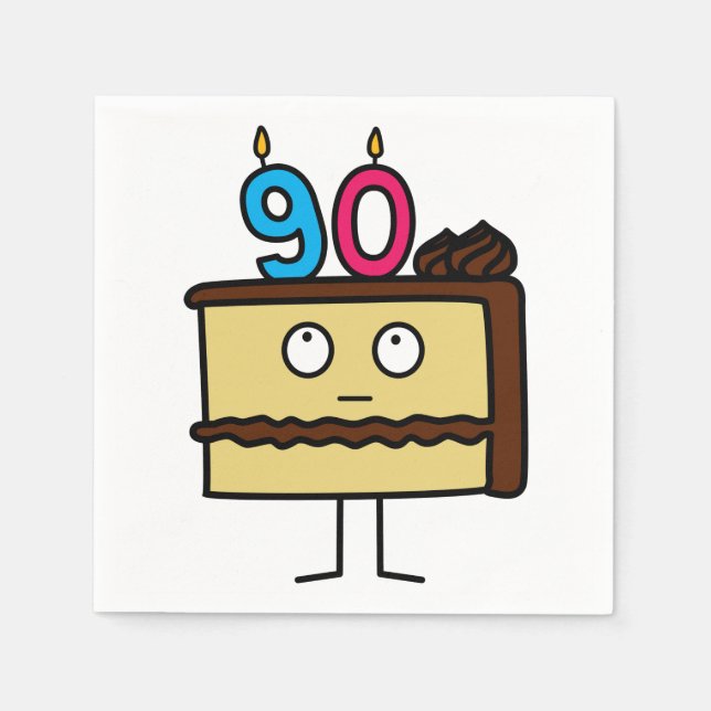 Serviette En Papier 90e anniversaire gâteau aux bougies (Devant)