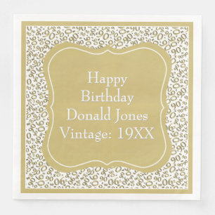 Serviette En Papier 90e anniversaire Gold/White Motif numéro de suppor