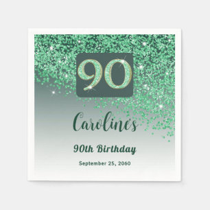 Serviette En Papier 90e anniversaire Jolie Parties scintillant verte