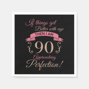 Serviette En Papier 90e anniversaire mieux avec l'âge