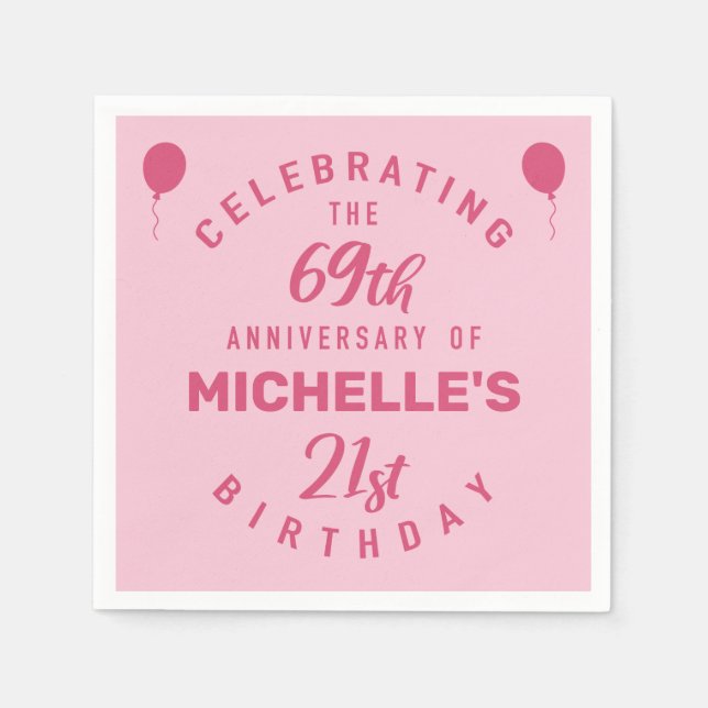 Serviette En Papier 90e anniversaire mignon Personnalisé (Devant)