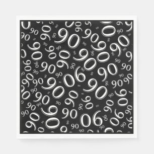 Serviette En Papier 90e anniversaire Numéro de fête Motif noir/blanc