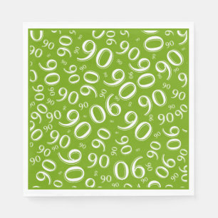 Serviette En Papier 90e anniversaire Numéro de fête Motif Vert/Blanc