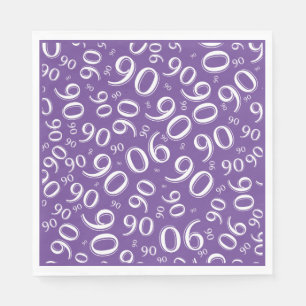 Serviette En Papier 90e anniversaire Numéro de fête Motif violet/blanc