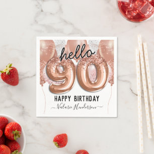 Serviette En Papier 90e anniversaire Parties scintillant rose Balloons