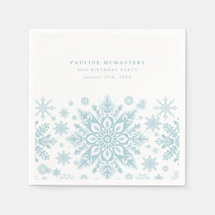 Serviette En Papier 90e fête d'anniversaire Blue White Snowflake hiver