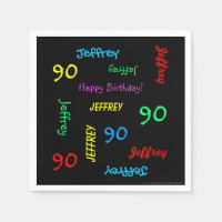 90e fête d'anniversaire - Noms répétitifs, papier