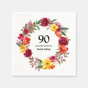 Serviette En Papier 90e fête d'anniversaire Rouge Orange Jaune Chute F