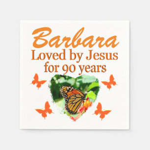 SERVIETTE EN PAPIER 90ÈME AIMÉ PAR JÉSUS PERSONNALISÉ BUTTERFLY NAPKIN