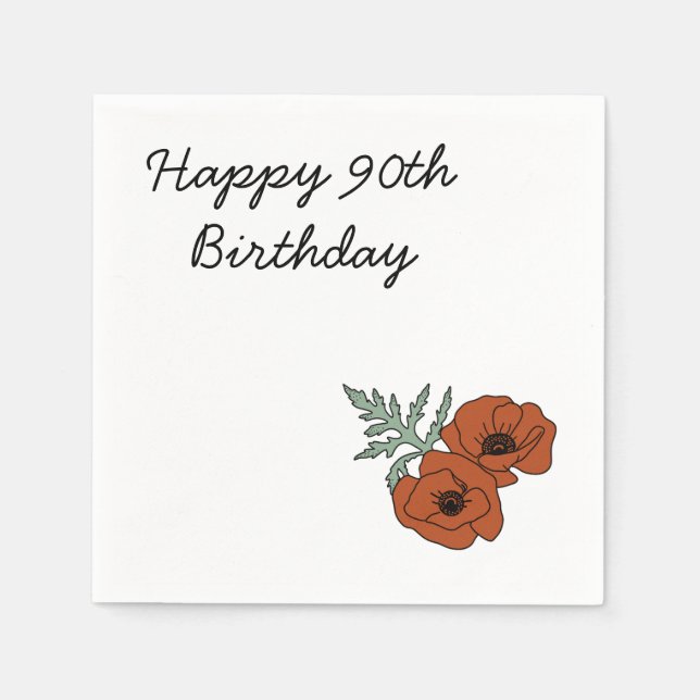 Serviette En Papier 90th Birthday Napkins  (Devant)