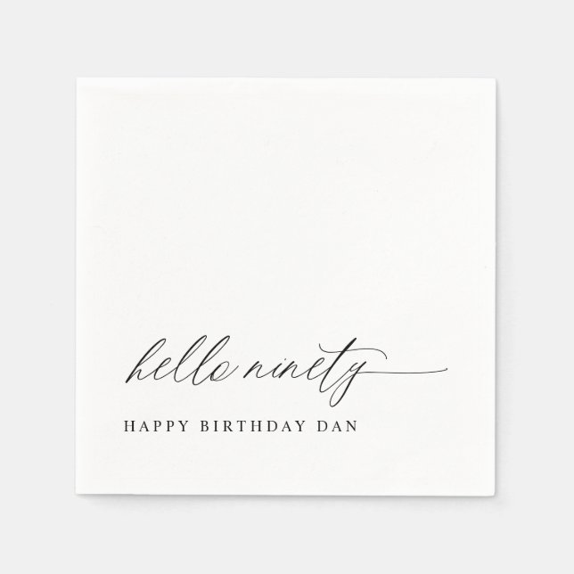 Serviette En Papier 90th Birthday Party Hello 90 Modern Milestone (Devant)
