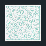 Serviette En Papier 90th Birthday Party Numéro Motif Turquoise/blanc<br><div class="desc">Ce design cool, sur la colline est un motif de nombres aléatoires turquoise et blanc moderne, avec le numéro de jalon turquoise 90 répété dans des tailles et angles variés et imprimé sur un arrière - plan blanc dans un imprimé tout-en-un. Ce n'est pas seulement pour votre 90ème anniversaire, il...</div>