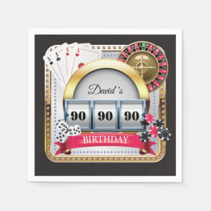 Serviette En Papier 90th Casino Poker carte de jeu Anniversaire servie