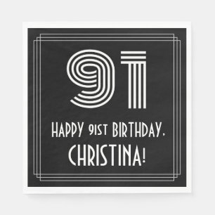Serviette En Papier 91e anniversaire : Art Déco Inspiré Look "91" + No