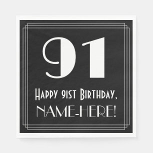 Serviette En Papier 91e anniversaire ~ Art Déco Inspiré Look "91", Nom
