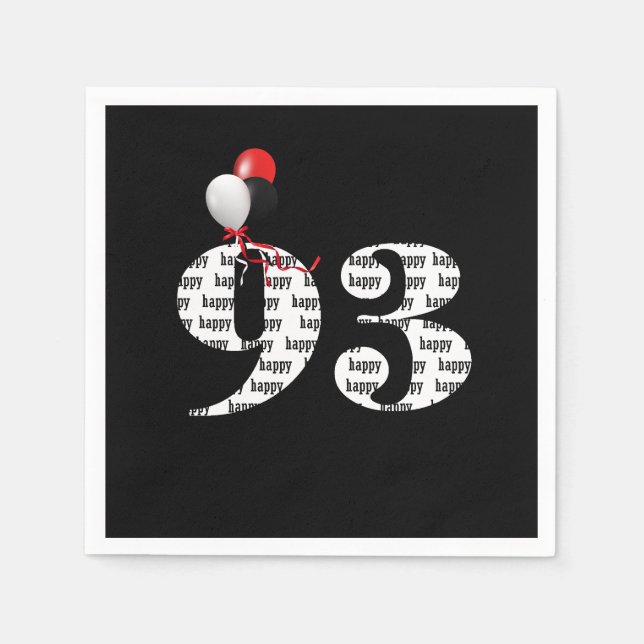 Serviette En Papier 93e anniversaire ballons de fête (Devant)