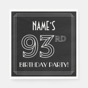 Serviette En Papier 93e fête d'anniversaire : Style Art Déco + Nom per