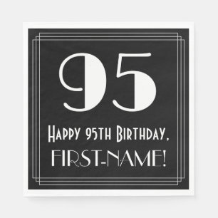 Serviette En Papier 95e anniversaire ~ Art Déco Inspiré "95", Nom