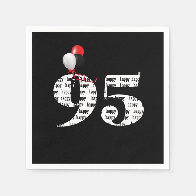 Serviette En Papier 95e anniversaire ballons de fête (Devant)