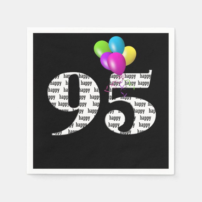 Serviette En Papier 95e anniversaire ballons de fête (Devant)