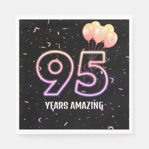 Serviette En Papier 95e anniversaire Balloons et Confetti