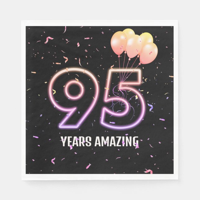 Serviette En Papier 95e anniversaire Balloons et Confetti (Devant)