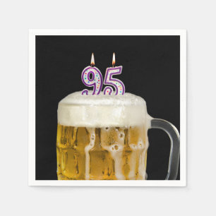 Serviette En Papier 95e Anniversaire Bière en noir