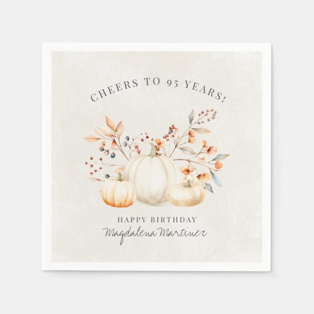 Serviette En Papier 95e anniversaire blanc Citrouille automne Leaves p (Devant)