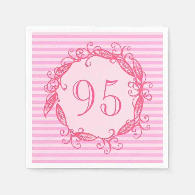 Serviette En Papier 95e anniversaire femme belle rose Tourbillonnant (Devant)