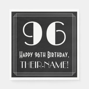 Serviette En Papier 96e anniversaire ~ Art Déco Inspiré Look "96", Nom