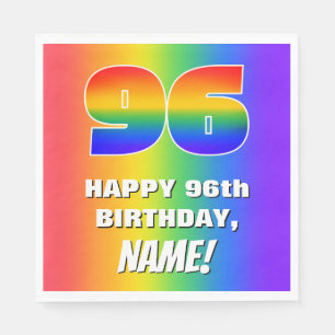 Serviette En Papier 96e anniversaire : Coloré, amusant Motif arc-en-c