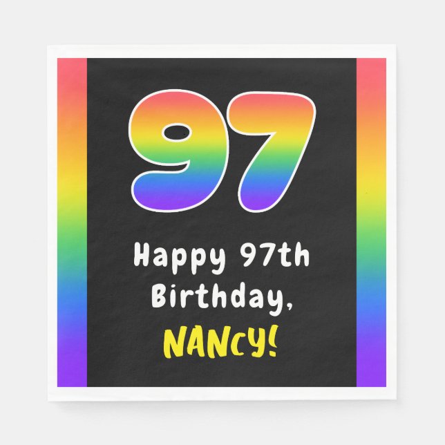 Serviette En Papier 97e anniversaire : Rainbow Spectrum # 97, Nom pers (Devant)