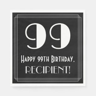 Serviette En Papier 99e anniversaire ~ Art Déco Inspiré Look "99", Nom