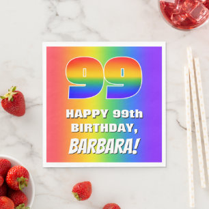 Serviette En Papier 99e anniversaire : coloré, amusant Motif arc-en-ci
