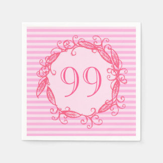Serviette En Papier 99e anniversaire femme belle rose Tourbillonnant