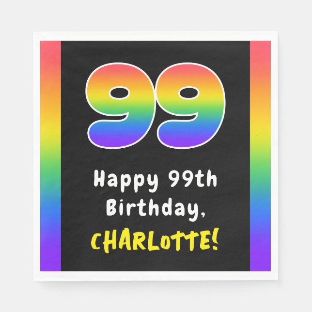 Serviette En Papier 99e anniversaire : Rainbow Spectrum # 99, Nom pers (Devant)